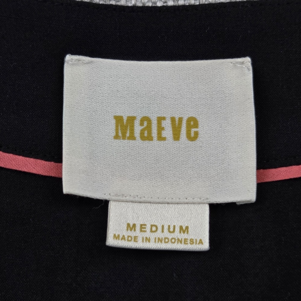Maeve Anthropologie Black Blouse Women's Medium Modern Button Sleeve Lightweight - Picture 3 of 10